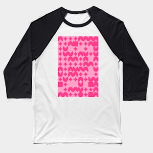 Girly Pinkish Geometric Pattern - Flowers & Stars #10 Baseball T-Shirt